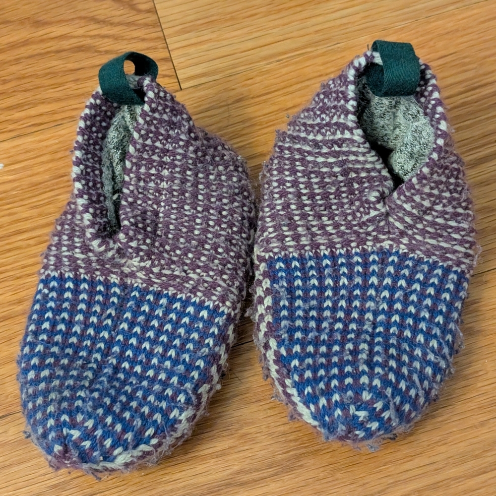 Cozy Knit Slippers in Purple and Blue